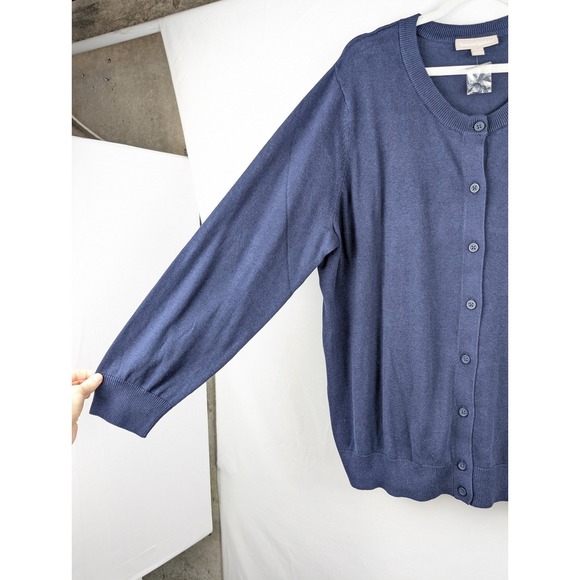 Woman Within Navy Blue Button Cardigan Sweater Plus Size 22 24 1X Cabincore NEW - Picture 5 of 11